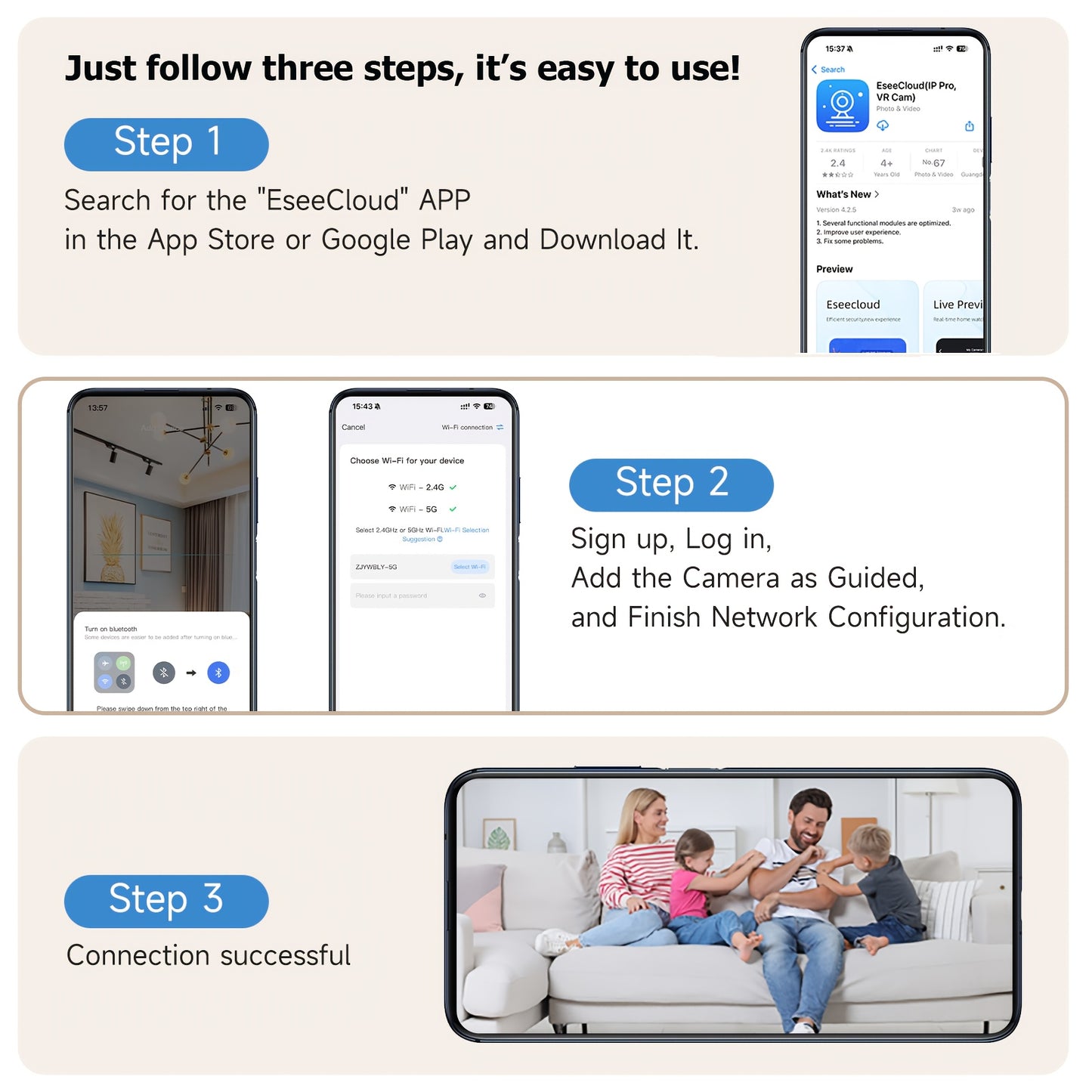 2pcs Indoor Security Camera, W/355° Pan & Tilt, 2.4G/5G Dual WiFi,