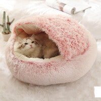 Cat Bed Pet Winter Bed Round Plush Warm Bed House Soft Long Plush Pets Bed