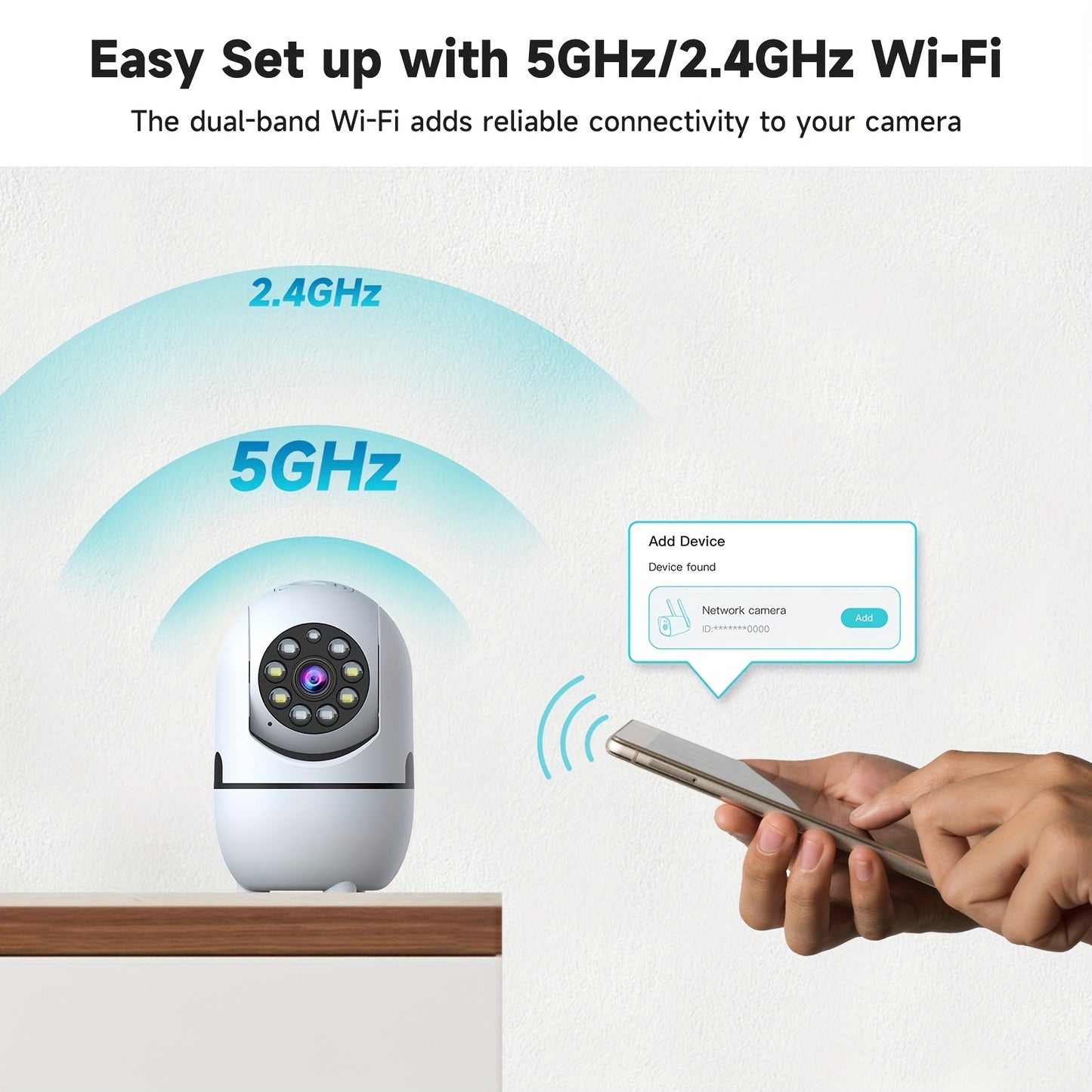 2pcs Indoor Security Camera, W/355° Pan & Tilt, 2.4G/5G Dual WiFi,