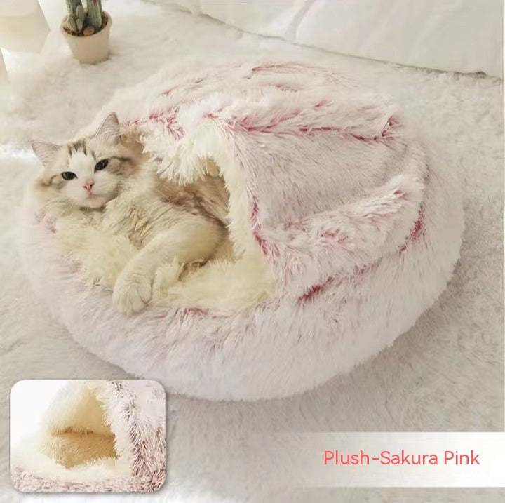Cat Bed Pet Winter Bed Round Plush Warm Bed House Soft Long Plush Pets Bed
