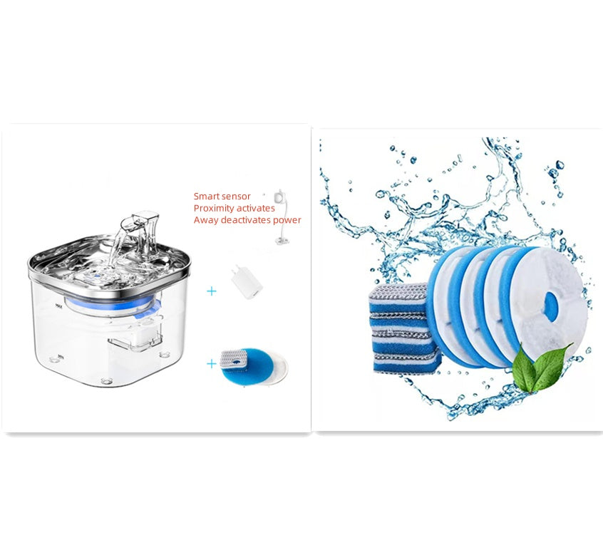 Automatic Stainless Steel Pet Water Fountain – Intelligent Circulation Drinking Dispenser for Cats & Dogs