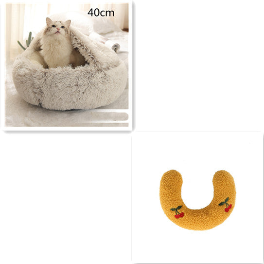 Cat Bed Pet Winter Bed Round Plush Warm Bed House Soft Long Plush Pets Bed