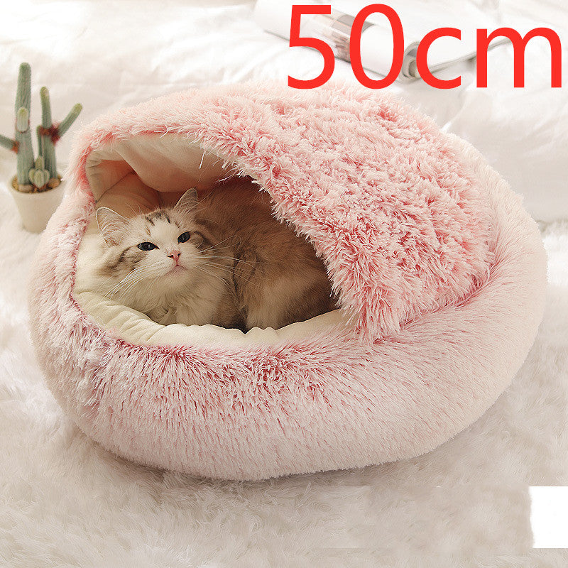 Cat Bed Pet Winter Bed Round Plush Warm Bed House Soft Long Plush Pets Bed