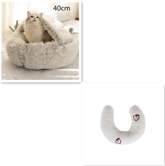 Cat Bed Pet Winter Bed Round Plush Warm Bed House Soft Long Plush Pets Bed