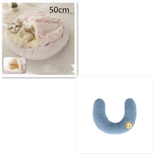 Cat Bed Pet Winter Bed Round Plush Warm Bed House Soft Long Plush Pets Bed