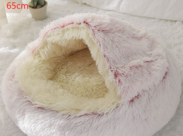 Cat Bed Pet Winter Bed Round Plush Warm Bed House Soft Long Plush Pets Bed