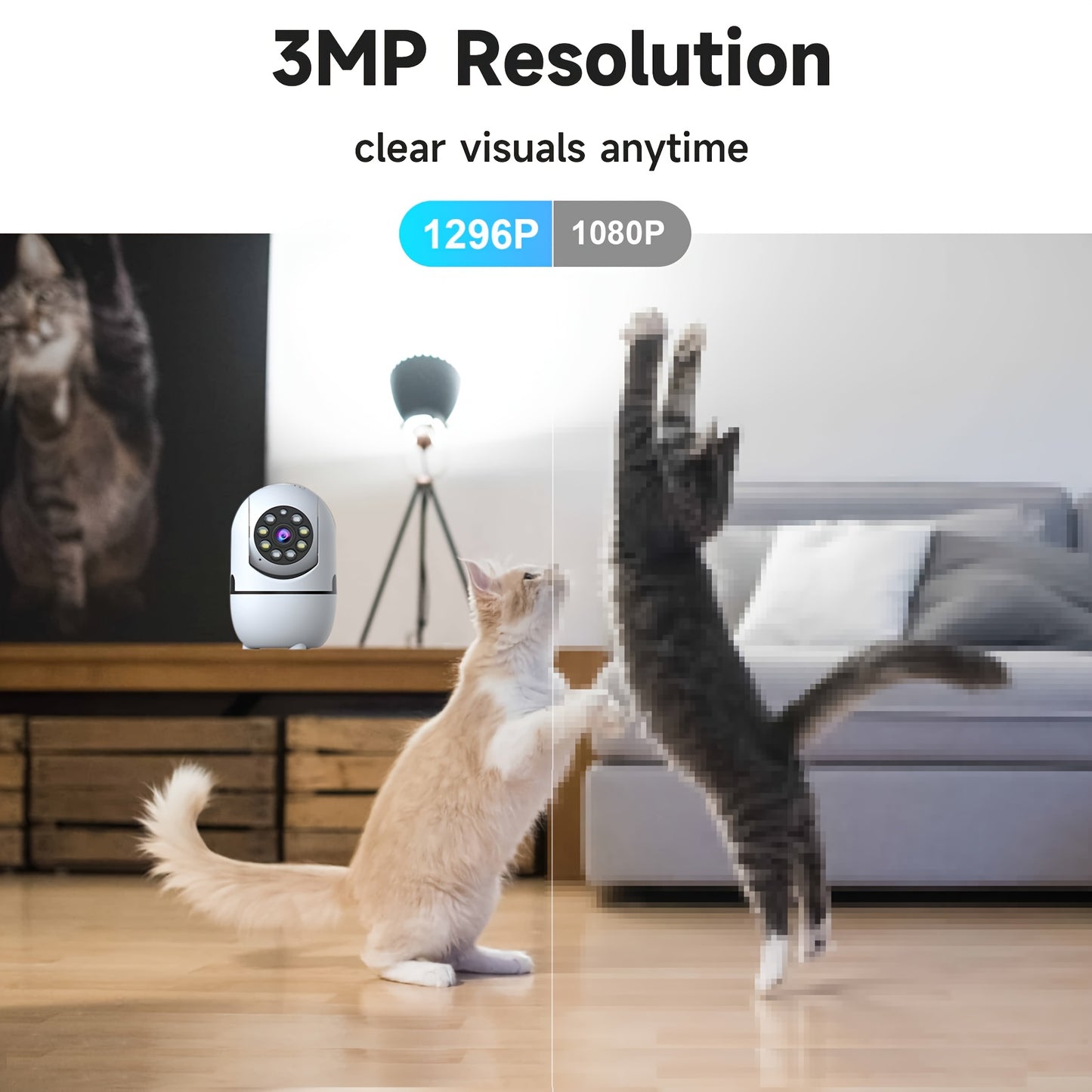 2pcs Indoor Security Camera, W/355° Pan & Tilt, 2.4G/5G Dual WiFi,