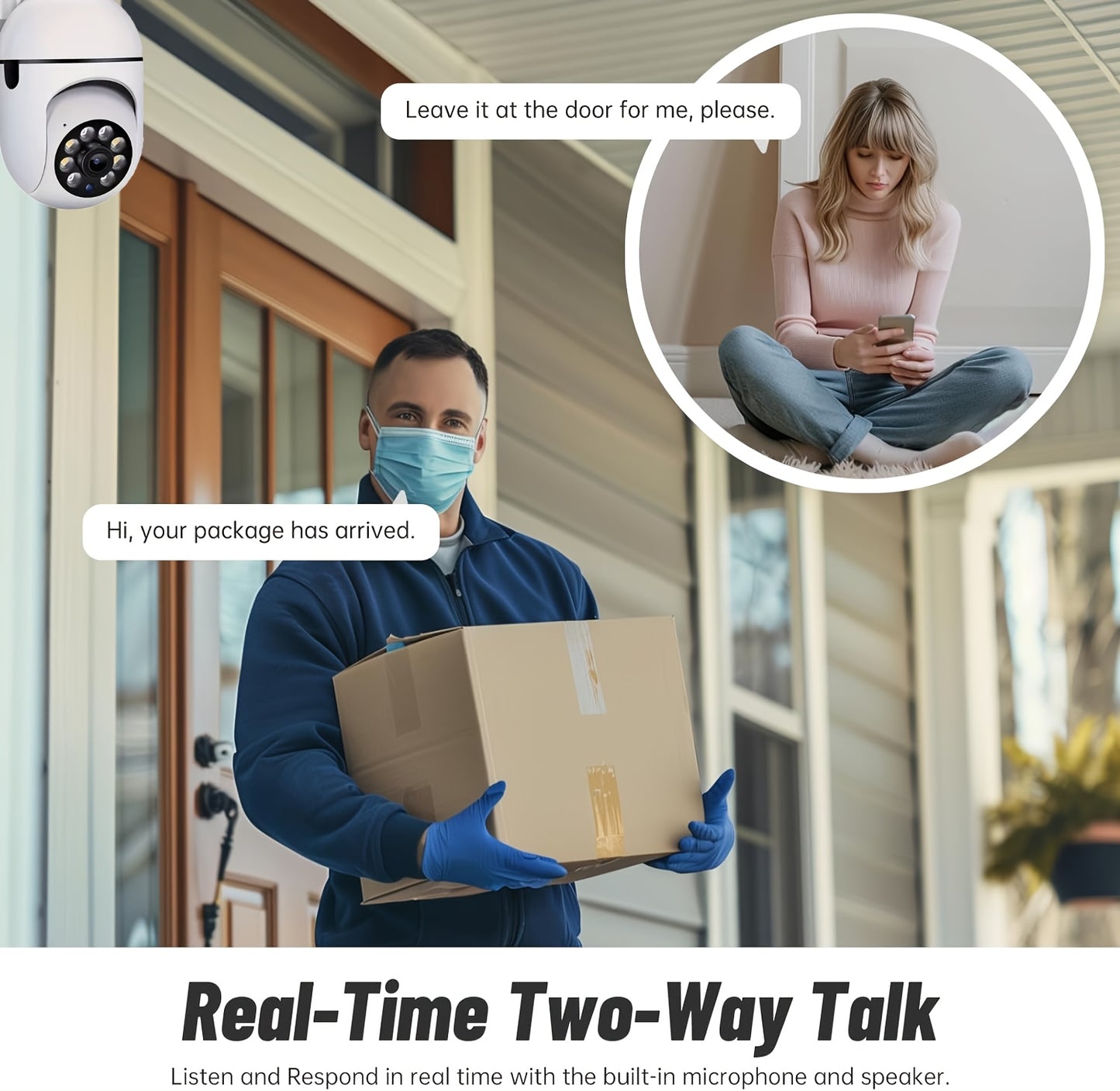 Camera Pro 1080P HD, Supports Wi-Fi, Person/Pet Detection, Day Night Vision,2.4GHz Wi-Fi Connection