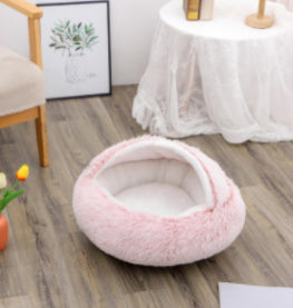 Cat Bed Pet Winter Bed Round Plush Warm Bed House Soft Long Plush Pets Bed