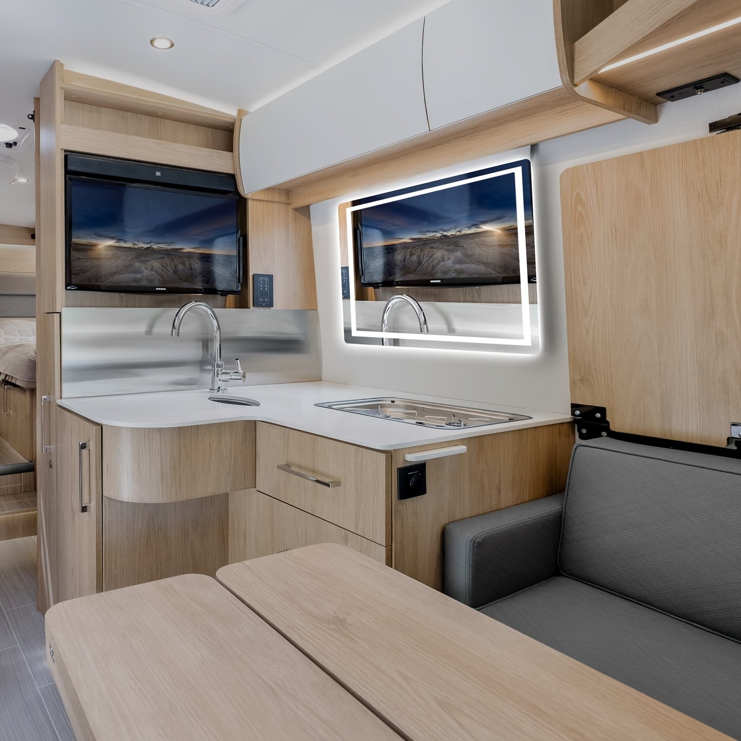 LED Vanity Mirror with Front & Back Lighting - Shatterproof Anti-Fog Mirror Suitable for &, Stepless Dimmer