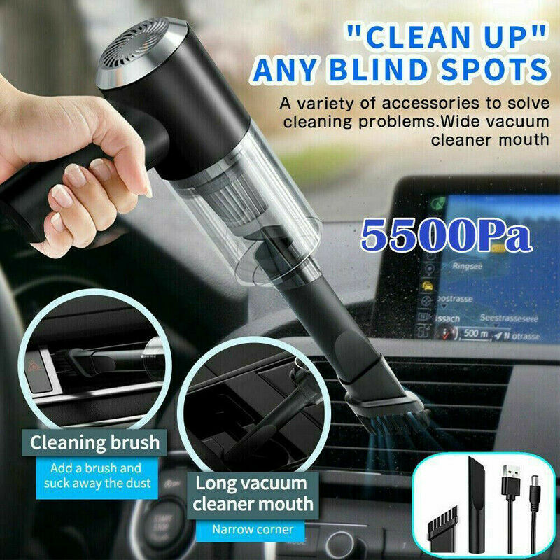 Portable Car Vacuum Cleaner,  Hand Vacuum Rechargeable Easy To Clean Car Interior