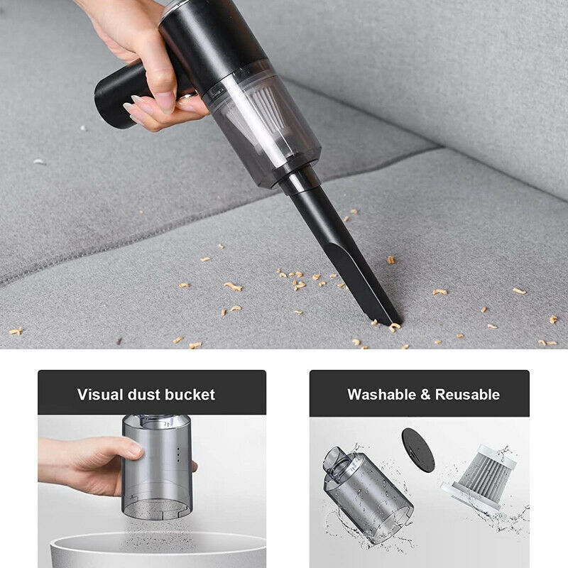 Portable Car Vacuum Cleaner,  Hand Vacuum Rechargeable Easy To Clean Car Interior