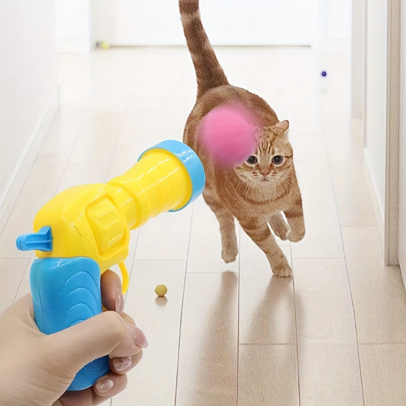 Cat Parents, Spoil Your Feline! - 30/50/100pcs Plush Pom Pom Balls + Interactive Cat Toy Gun