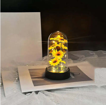 Enchanted Forever Rose Flower in Glass LED Light
