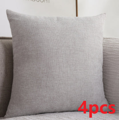 Plain Cotton Linen Sofa Cushion Thickened Square Pillow