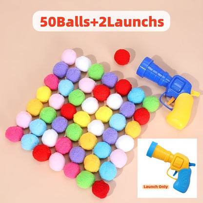 Cat Parents, Spoil Your Feline! - 30/50/100pcs Plush Pom Pom Balls + Interactive Cat Toy Gun