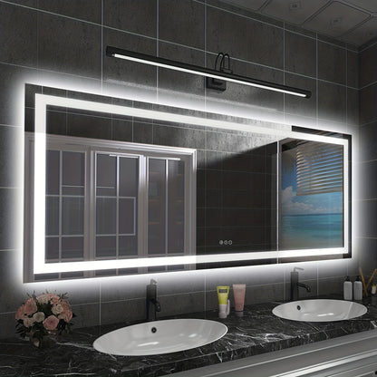 LED Vanity Mirror with Front & Back Lighting - Shatterproof Anti-Fog Mirror Suitable for &, Stepless Dimmer