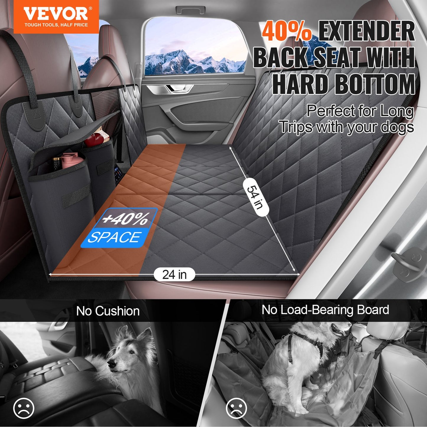 Back Seat Extender For Dogs,Dog Hammock For Car,Waterproof Hard