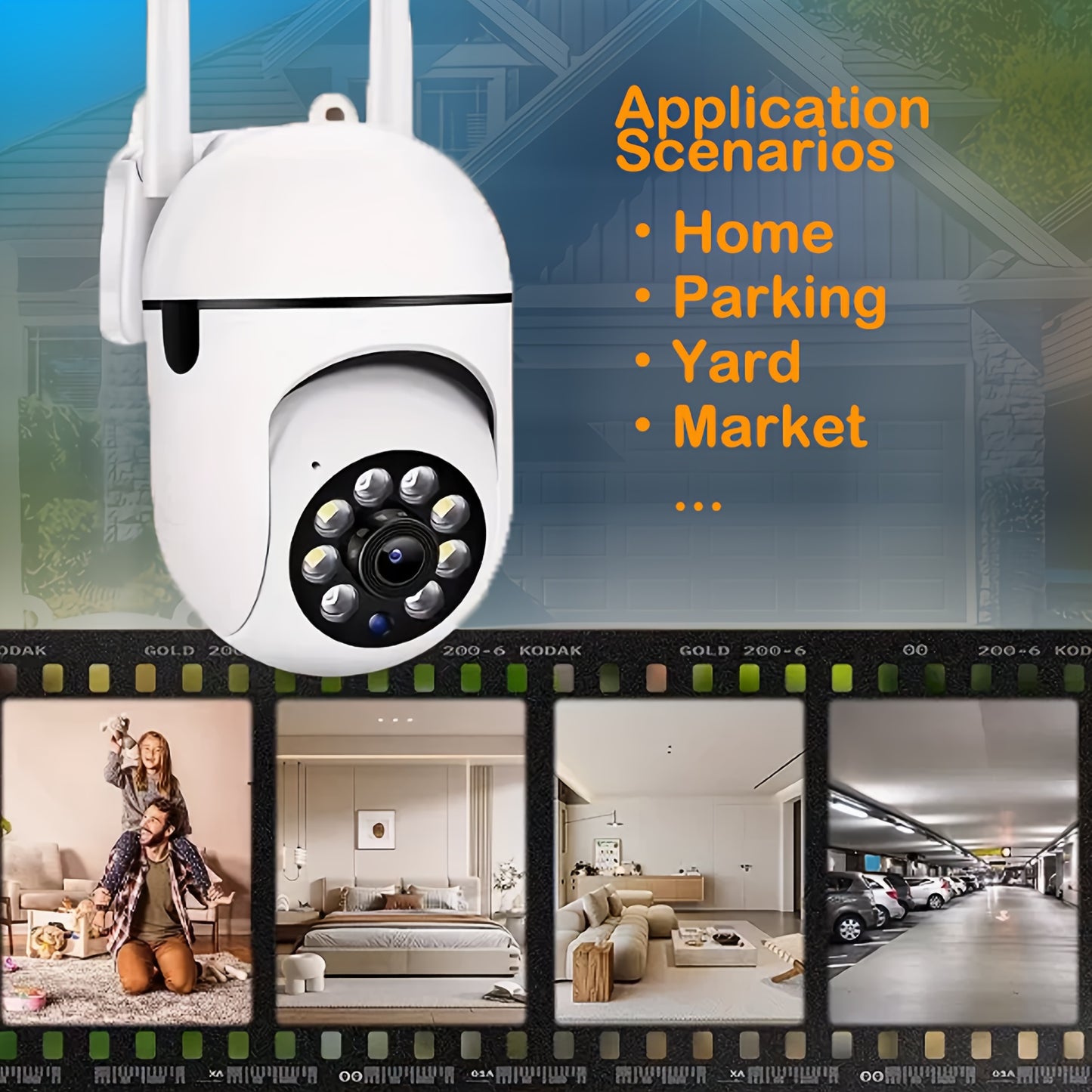 Camera Pro 1080P HD, Supports Wi-Fi, Person/Pet Detection, Day Night Vision,2.4GHz Wi-Fi Connection