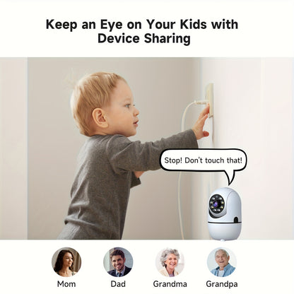 2pcs Indoor Security Camera,Cameras Security Wireless W/355° Pan & Tilt, 2.4G/5G Dual WiFi, Cloud & SD Card Storage