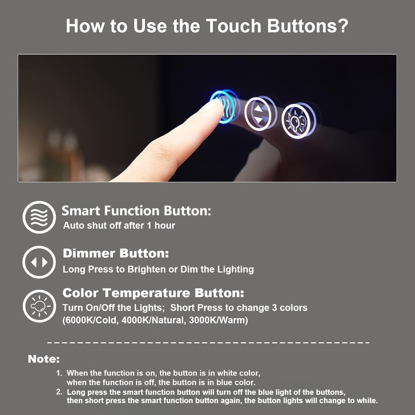 LED Bathroom Mirror with Black Frame - Backlit & Front Lighted Vanity Mirror, Shatterproof