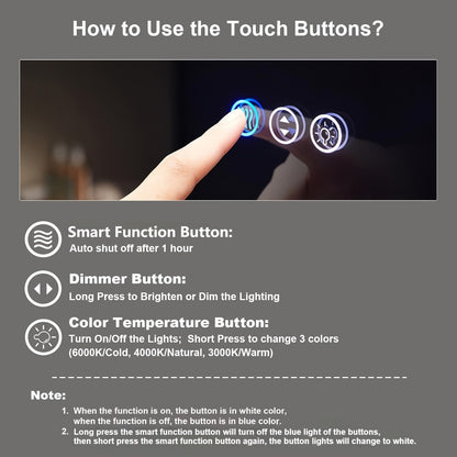 LED Bathroom Mirror with Black Frame - Backlit & Front Lighted Vanity Mirror, Shatterproof