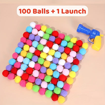 Cat Parents, Spoil Your Feline! - 30/50/100pcs Plush Pom Pom Balls + Interactive Cat Toy Gun