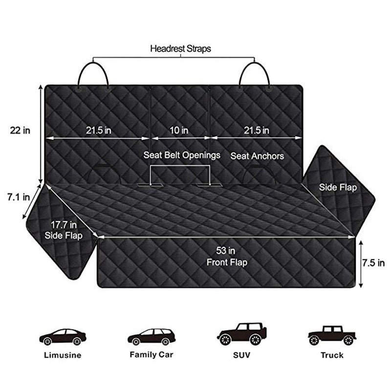 Dog Car Seat Cover Pet Safety Protector Hammock 600D Waterproof