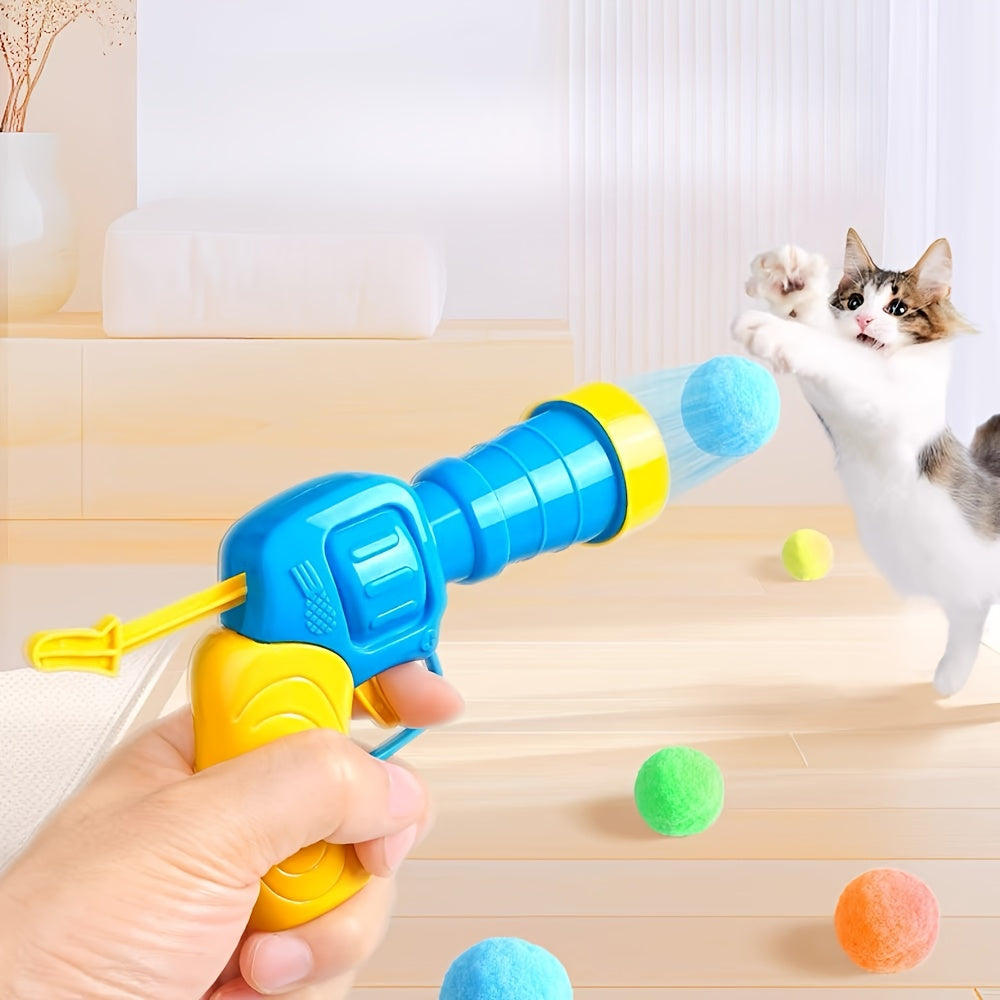 Cat Parents, Spoil Your Feline! - 30/50/100pcs Plush Pom Pom Balls + Interactive Cat Toy Gun