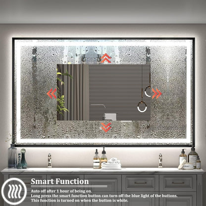 LED Bathroom Mirror with Black Frame - Backlit & Front Lighted Vanity Mirror, Shatterproof