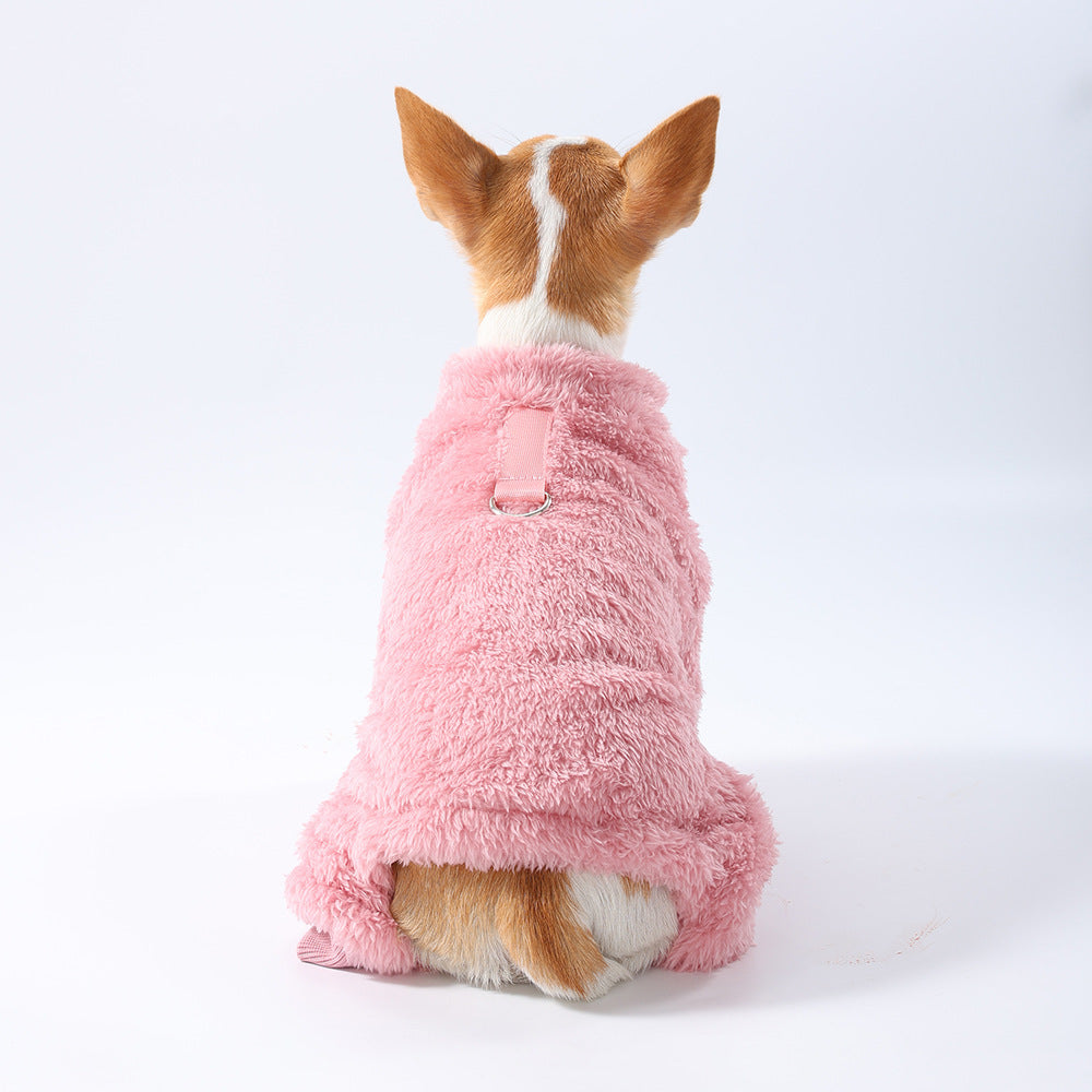 Dog Warm Sweater Autumn And Winter Cold-proof Leashable Dog Jumpsuit Chihuahua French Bulldog Thickened Fleece Jacket