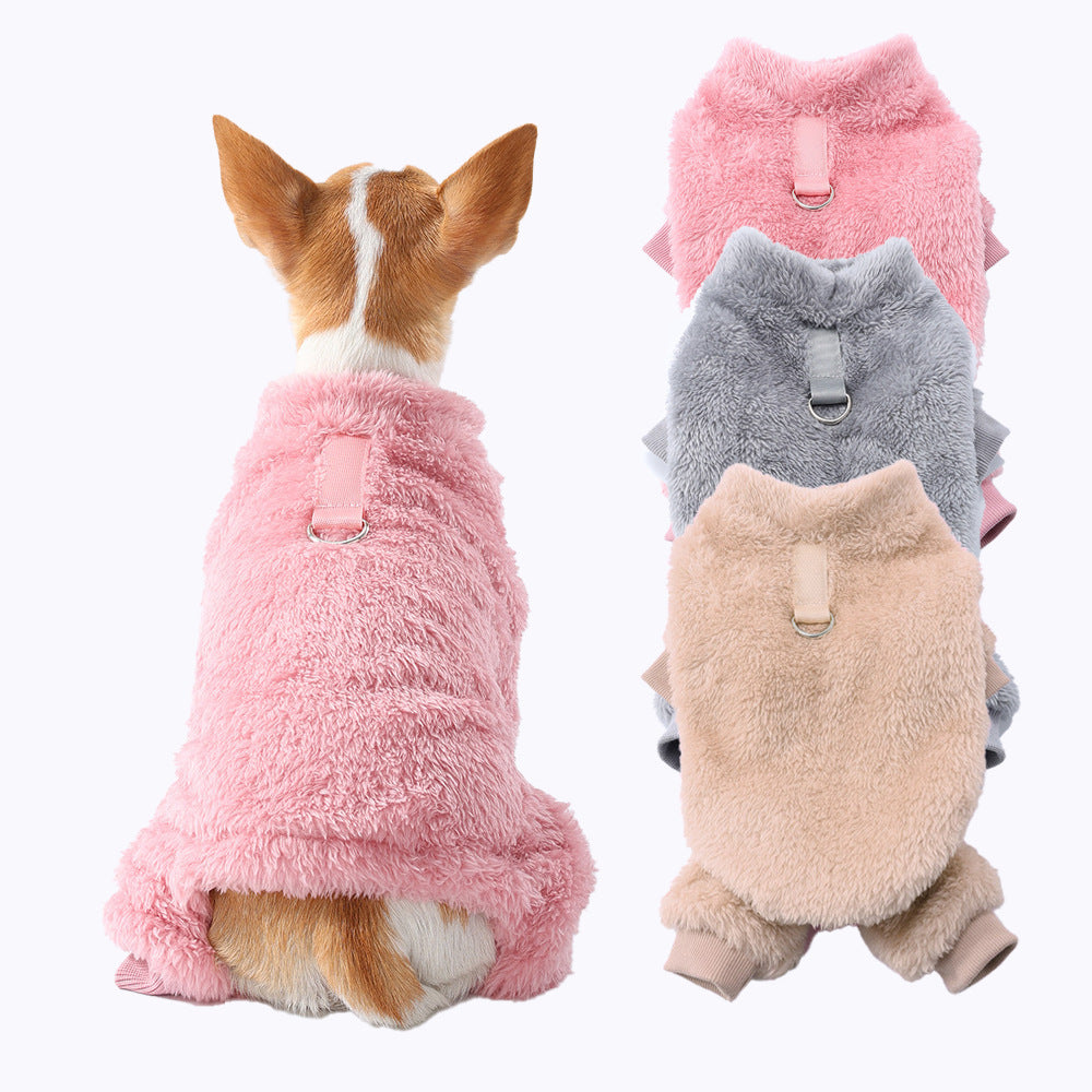 Dog Warm Sweater Autumn And Winter Cold-proof Leashable Dog Jumpsuit Chihuahua French Bulldog Thickened Fleece Jacket
