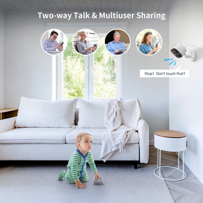 Outdoor/Indoor Security Cameras 2K HD Wireless WiFi Color Night Vision IP66 Waterproof Pet Dog