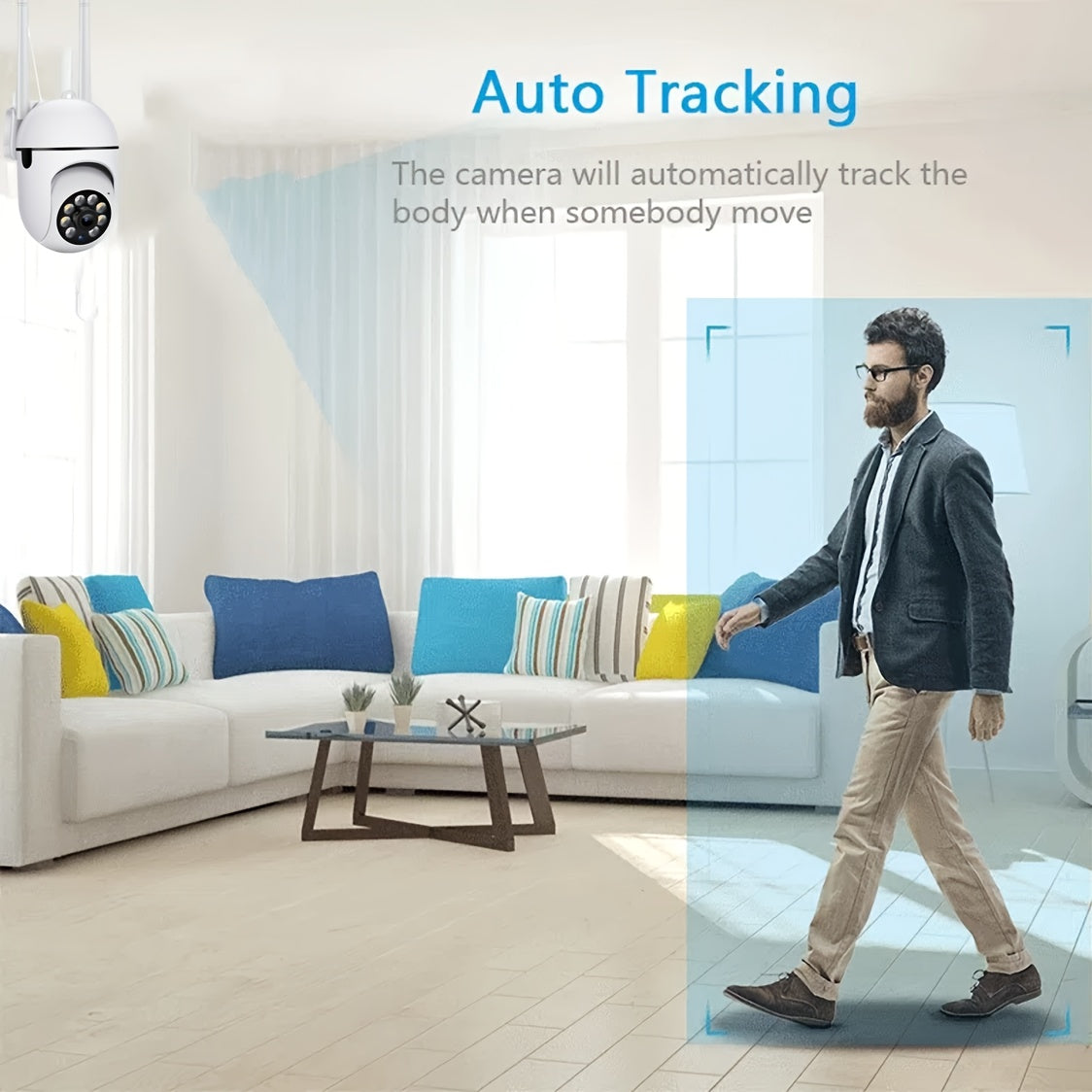 Camera Pro 1080P HD, Supports Wi-Fi, Person/Pet Detection, Day Night Vision,2.4GHz Wi-Fi Connection