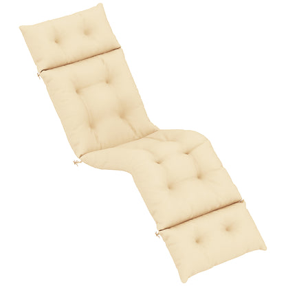 Outdoor Chaise Lounge Cushion, Tufted Thick Patio Lounge Chair Cushion With Ties, 74.8 In. X 22 In. X 4 In., Beige