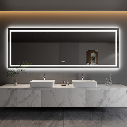 LED Vanity Mirror with Front & Back Lighting - Shatterproof Anti-Fog Mirror Suitable for &, Stepless Dimmer