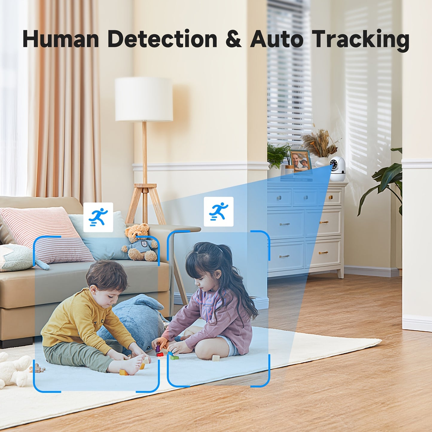 2pcs Indoor Security Camera,Cameras Security Wireless W/355° Pan & Tilt, 2.4G/5G Dual WiFi, Cloud & SD Card Storage