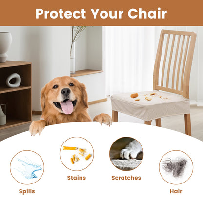 4Pack Waterproof Dining Chair Slipcovers Stretch Chair Seat Slipcovers Removable Washable Jacquard Seat Covers For Dining Room