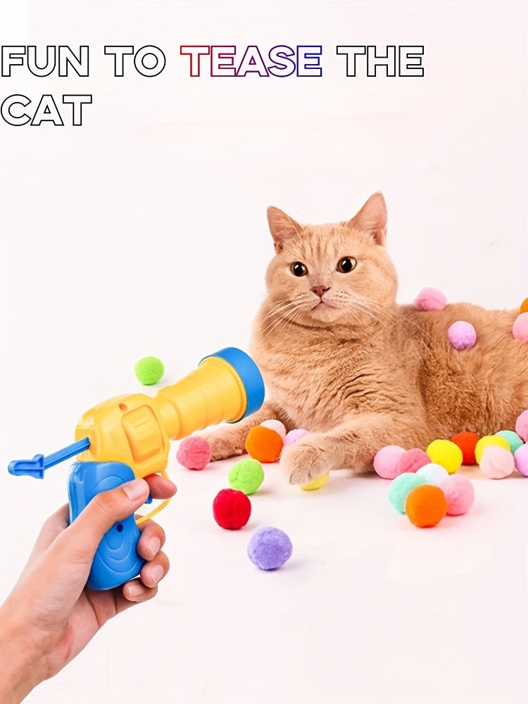 Cat Parents, Spoil Your Feline! - 30/50/100pcs Plush Pom Pom Balls + Interactive Cat Toy Gun