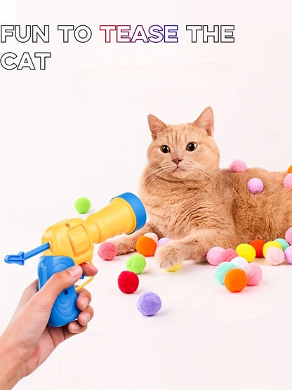 Cat Parents, Spoil Your Feline! - 30/50/100pcs Plush Pom Pom Balls + Interactive Cat Toy Gun