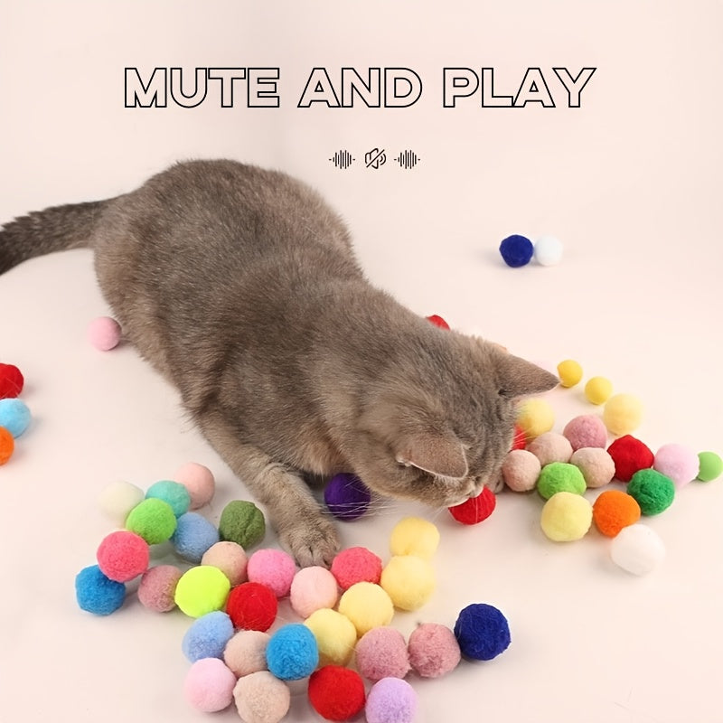 Cat Parents, Spoil Your Feline! - 30/50/100pcs Plush Pom Pom Balls + Interactive Cat Toy Gun