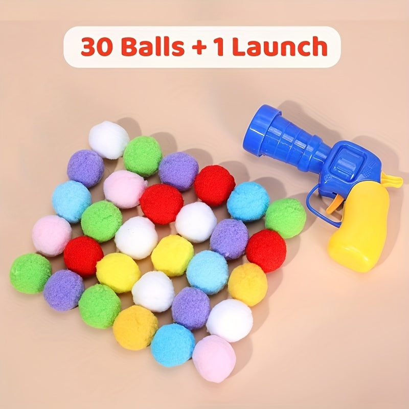 Cat Parents, Spoil Your Feline! - 30/50/100pcs Plush Pom Pom Balls + Interactive Cat Toy Gun