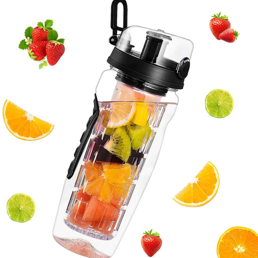 32oz Fruit Infuser Water Bottle – BPA-Free Sports Hydration & Juice Shaker